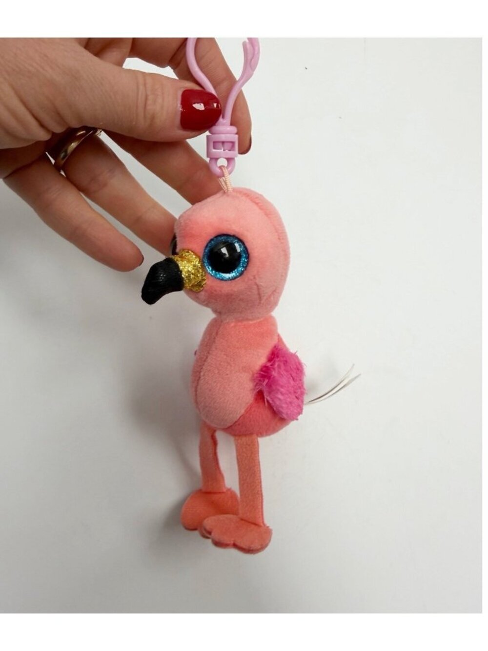 Ty Beanie Boos Key Clip GILDA Flamingo Pink Plush Toy